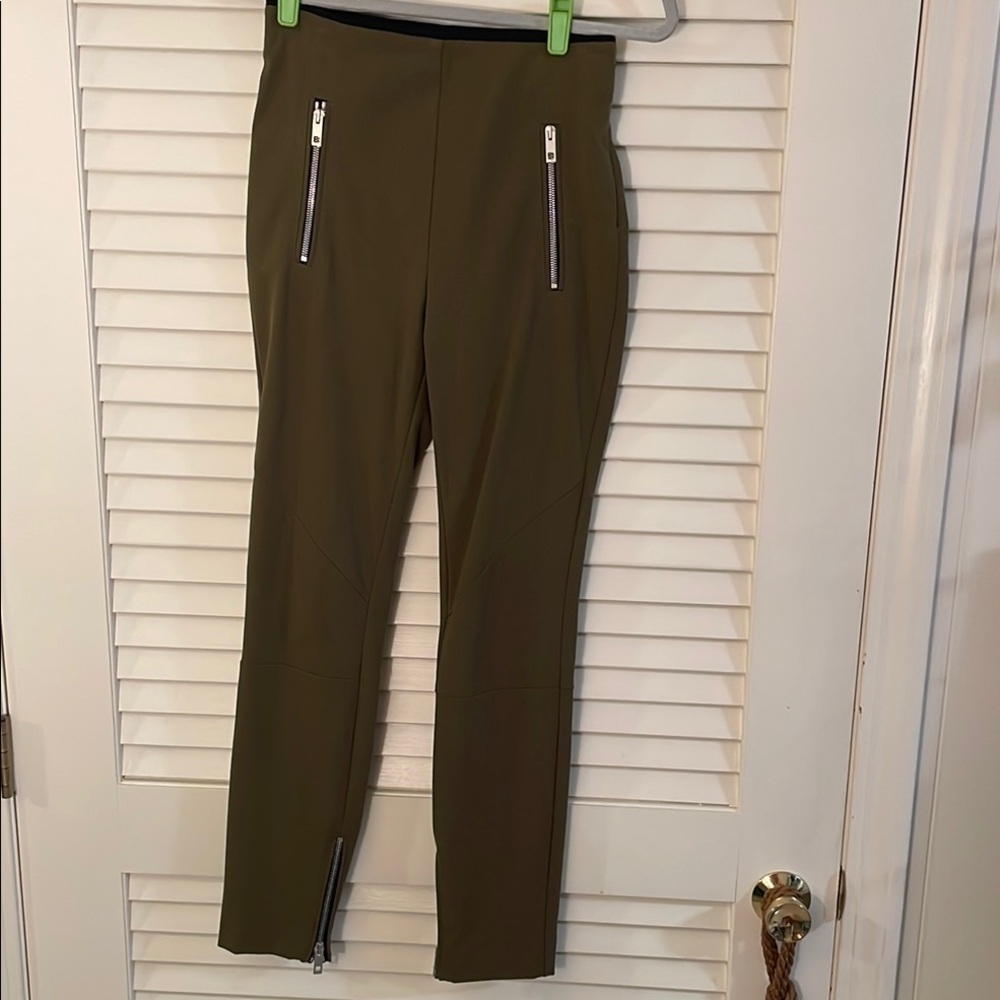 Rag & Bone Collier HighRise Olive Green Ankle Pants with Zipper Details